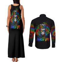 LGBT Rockin The Rainbow Life Skull Couples Matching Tank Maxi Dress and Long Sleeve Button Shirts - Wonder Print Shop