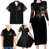 LGBT Rockin The Rainbow Life Skull Family Matching Long Sleeve Bodycon Dress and Hawaiian Shirt - Wonder Print Shop