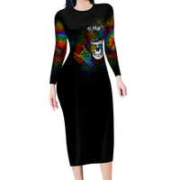 LGBT Rockin The Rainbow Life Skull Family Matching Long Sleeve Bodycon Dress and Hawaiian Shirt - Wonder Print Shop