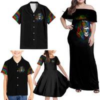 LGBT Rockin The Rainbow Life Skull Family Matching Off Shoulder Maxi Dress and Hawaiian Shirt - Wonder Print Shop