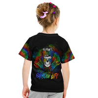 LGBT Rockin The Rainbow Life Skull Kid T Shirt - Wonder Print Shop