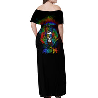 LGBT Rockin The Rainbow Life Skull Off Shoulder Maxi Dress - Wonder Print Shop