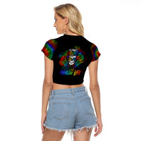 LGBT Rockin The Rainbow Life Skull Raglan Cropped T Shirt - Wonder Print Shop