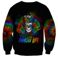 LGBT Rockin The Rainbow Life Skull Sweatshirt - Wonder Print Shop