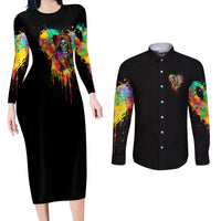LGBT Couples Matching Long Sleeve Bodycon Dress and Long Sleeve Button Shirts Love Is Love Pride - Wonder Print Shop