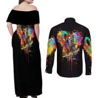 LGBT Couples Matching Off Shoulder Maxi Dress and Long Sleeve Button Shirts Love Is Love Pride - Wonder Print Shop