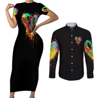 LGBT Couples Matching Short Sleeve Bodycon Dress and Long Sleeve Button Shirts Love Is Love Pride - Wonder Print Shop
