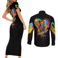 LGBT Couples Matching Short Sleeve Bodycon Dress and Long Sleeve Button Shirts Love Is Love Pride - Wonder Print Shop