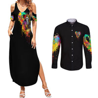 LGBT Couples Matching Summer Maxi Dress and Long Sleeve Button Shirts Love Is Love Pride - Wonder Print Shop