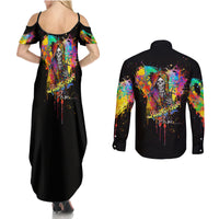 LGBT Couples Matching Summer Maxi Dress and Long Sleeve Button Shirts Love Is Love Pride - Wonder Print Shop