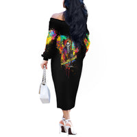LGBT Off The Shoulder Long Sleeve Dress Love Is Love Pride - Wonder Print Shop