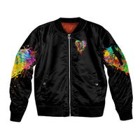 LGBT Sleeve Zip Bomber Jacket Love Is Love Pride - Wonder Print Shop