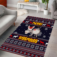 Funny Donkeys Christmas Area Rug Merry Kissmyass - Wonder Print Shop
