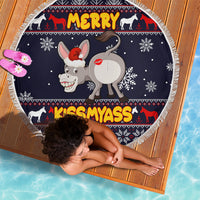 Funny Donkeys Christmas Beach Blanket Merry Kissmyass - Wonder Print Shop