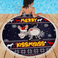 Funny Donkeys Christmas Beach Blanket Merry Kissmyass - Wonder Print Shop