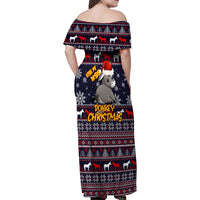 Funny Donkeys Christmas Family Matching Off Shoulder Maxi Dress and Hawaiian Shirt Merry Kissmyass - Wonder Print Shop