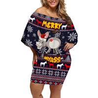 Funny Donkeys Christmas Family Matching Off Shoulder Short Dress and Hawaiian Shirt Merry Kissmyass - Wonder Print Shop