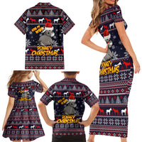 Funny Donkeys Christmas Family Matching Short Sleeve Bodycon Dress and Hawaiian Shirt Merry Kissmyass - Wonder Print Shop