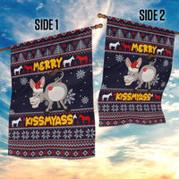 Funny Donkeys Christmas Garden Flag Merry Kissmyass - Wonder Print Shop