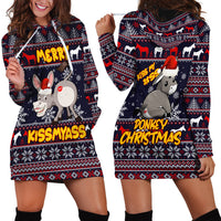 Funny Donkeys Christmas Hoodie Dress Merry Kissmyass - Wonder Print Shop