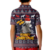 Funny Donkeys Christmas Kid Polo Shirt Merry Kissmyass - Wonder Print Shop