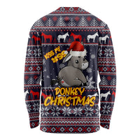 Funny Donkeys Christmas Long Sleeve Shirt Merry Kissmyass - Wonder Print Shop