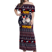 Funny Donkeys Christmas Off Shoulder Maxi Dress Merry Kissmyass - Wonder Print Shop
