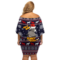 Funny Donkeys Christmas Off Shoulder Short Dress Merry Kissmyass - Wonder Print Shop