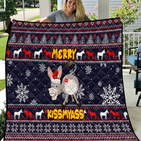 Funny Donkeys Christmas Quilt Merry Kissmyass - Wonder Print Shop