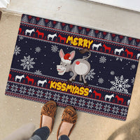 Funny Donkeys Christmas Rubber Doormat Merry Kissmyass - Wonder Print Shop