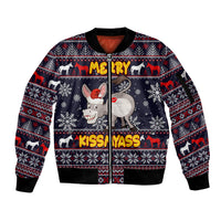 Funny Donkeys Christmas Sleeve Zip Bomber Jacket Merry Kissmyass - Wonder Print Shop