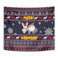 Funny Donkeys Christmas Tapestry Merry Kissmyass - Wonder Print Shop