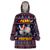 Funny Donkeys Christmas Wearable Blanket Hoodie Merry Kissmyass - Wonder Print Shop