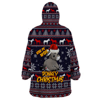 Funny Donkeys Christmas Wearable Blanket Hoodie Merry Kissmyass - Wonder Print Shop