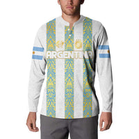 Argentina Football 2024 Button Sweatshirt The White and Sky Blue - Wonder Print Shop