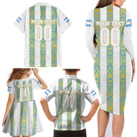 Argentina Football 2024 Family Matching Long Sleeve Bodycon Dress and Hawaiian Shirt The White and Sky Blue - Wonder Print Shop