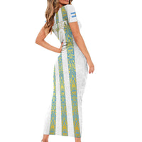 Argentina Football 2024 Family Matching Short Sleeve Bodycon Dress and Hawaiian Shirt The White and Sky Blue - Wonder Print Shop