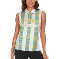 Argentina Football 2024 Women Sleeveless Polo Shirt The White and Sky Blue - Wonder Print Shop