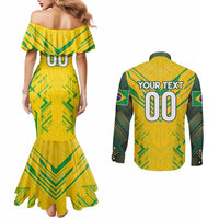 Brazil Football 2024 Couples Matching Mermaid Dress and Long Sleeve Button Shirt Selecao Bright Yellow