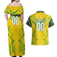 Brazil Football 2024 Couples Matching Off Shoulder Maxi Dress and Hawaiian Shirt Selecao Bright Yellow - Wonder Print Shop