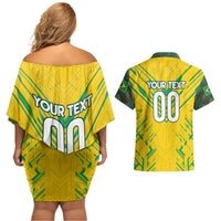 Brazil Football 2024 Couples Matching Off Shoulder Short Dress and Hawaiian Shirt Selecao Bright Yellow - Wonder Print Shop