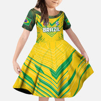 Brazil Football 2024 Family Matching Long Sleeve Bodycon Dress and Hawaiian Shirt Selecao Bright Yellow - Wonder Print Shop