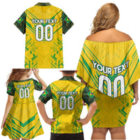 Brazil Football 2024 Family Matching Off Shoulder Short Dress and Hawaiian Shirt Selecao Bright Yellow - Wonder Print Shop
