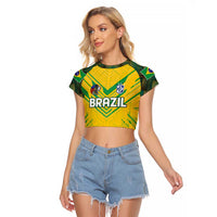Brazil Football 2024 Raglan Cropped T Shirt Selecao Bright Yellow - Wonder Print Shop