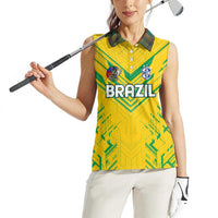 Brazil Football 2024 Women Sleeveless Polo Shirt Selecao Bright Yellow - Wonder Print Shop