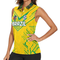 Brazil Football 2024 Women Sleeveless Polo Shirt Selecao Bright Yellow - Wonder Print Shop
