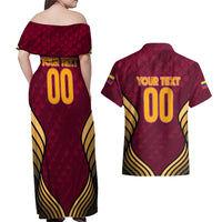 Custom Venezuela Football 2024 Couples Matching Off Shoulder Maxi Dress and Hawaiian Shirt The Red Wine - Wonder Print Shop