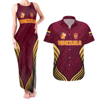 Custom Venezuela Football 2024 Couples Matching Tank Maxi Dress and Hawaiian Shirt The Red Wine - Wonder Print Shop