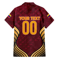 Custom Venezuela Football 2024 Family Matching Off The Shoulder Long Sleeve Dress and Hawaiian Shirt The Red Wine - Wonder Print Shop