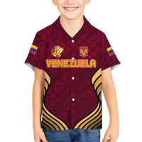 Custom Venezuela Football 2024 Family Matching Off The Shoulder Long Sleeve Dress and Hawaiian Shirt The Red Wine - Wonder Print Shop
